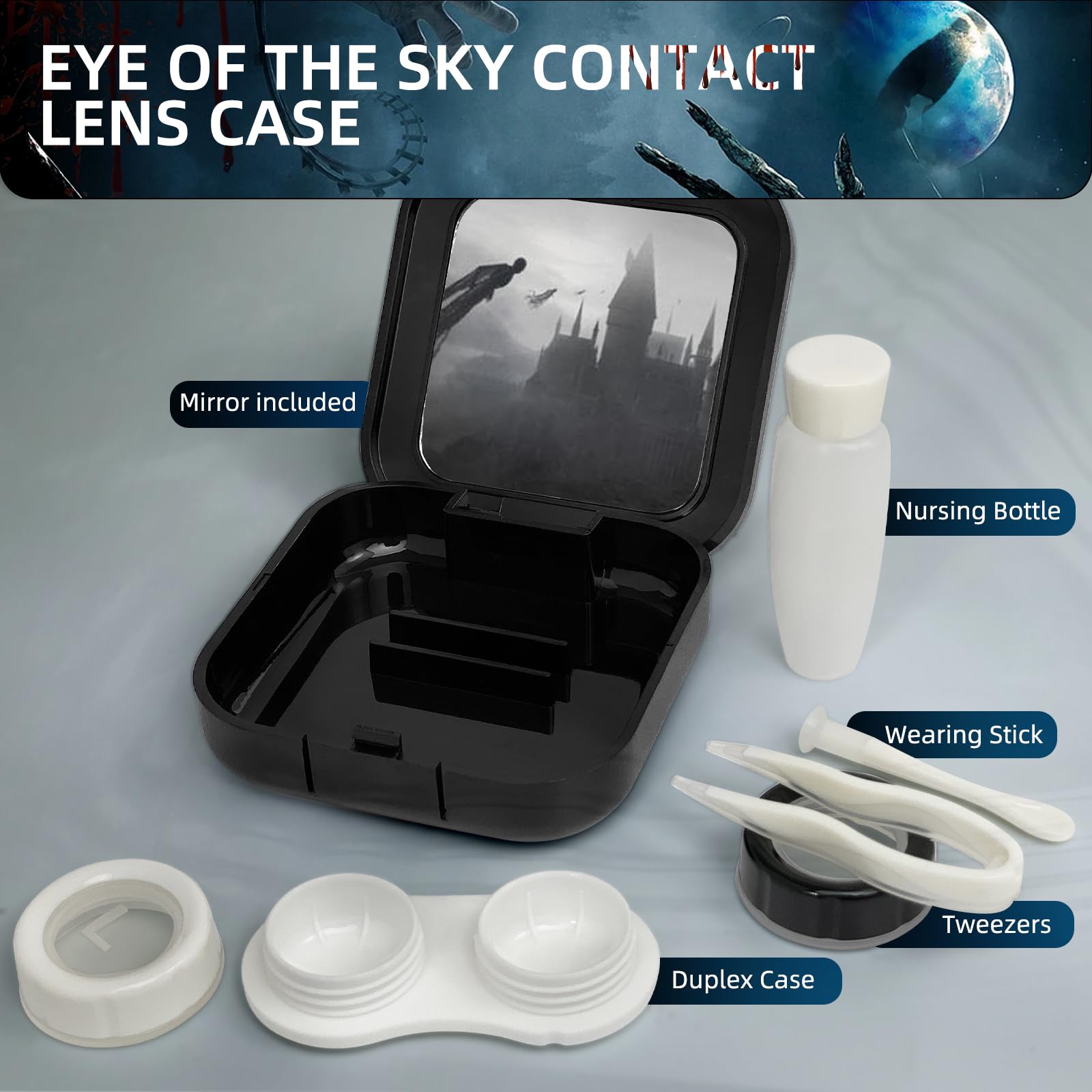 UpaClaire Contact Lens Case, Color Contact Lens Removal Kit - Mystic Eye Blue - Image 3