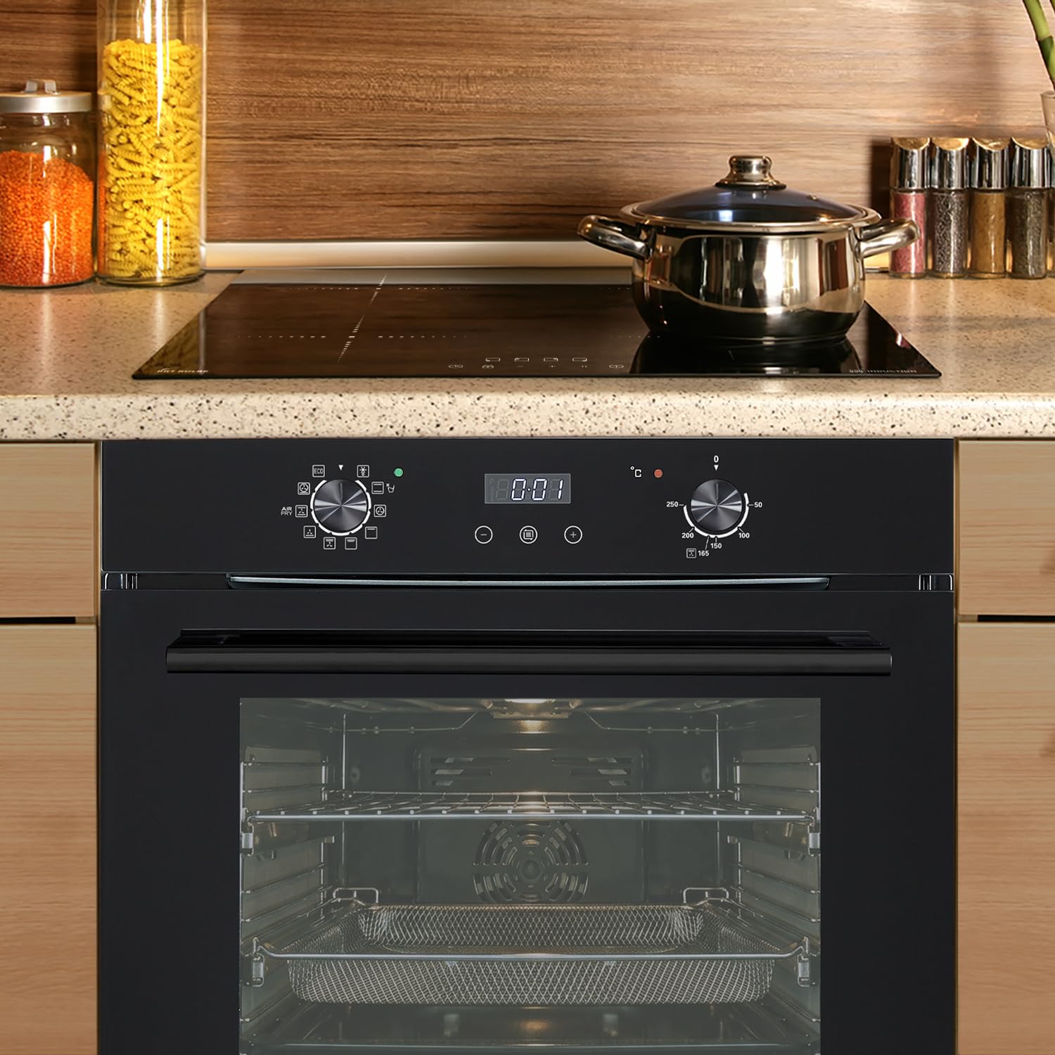 KKT KOLBE Autarkes Herdset 60cm Einbaubackofen BO7010FB 59cm Induktionskochfeld IH85900RL Airfry Katalyse Teleskopauszüge Timer