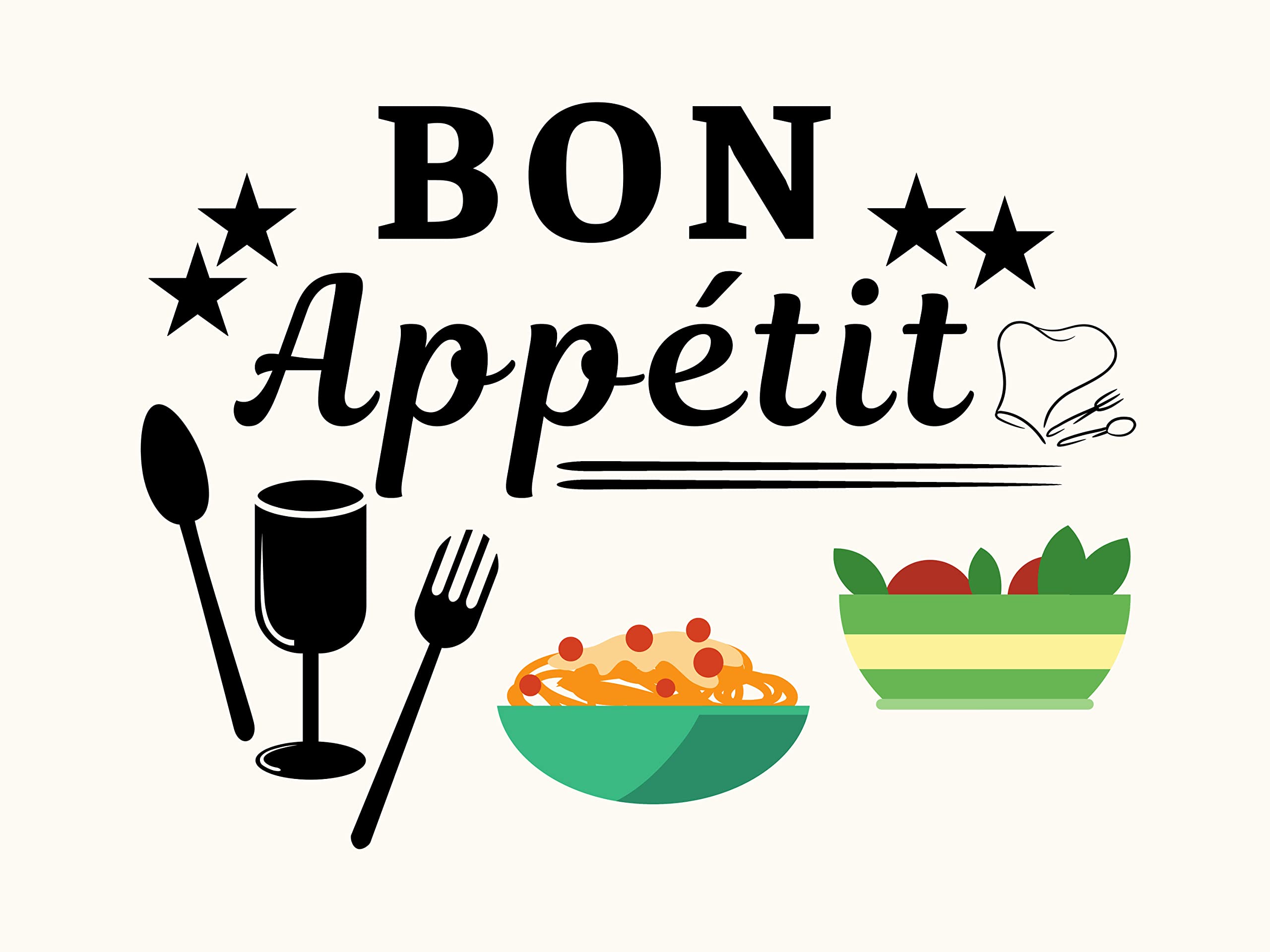 Autocollant avec dos décollant prêt à poser motif mural Bon Appétit