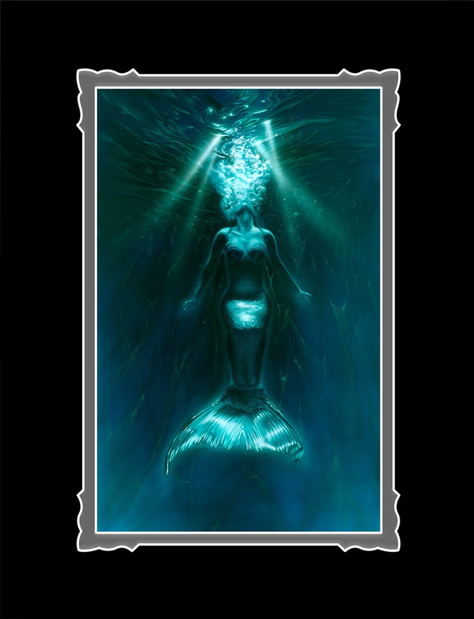 Mermaids "Exhale" Deluxe 14x18 Matted Print on Glossy Photo Paper Mermaid Wall Art Official Fine Art Print by Noah Fine Art
