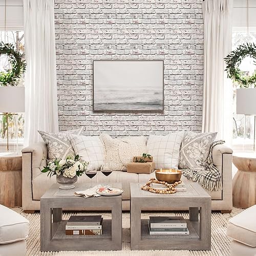 Miniatura 3 de Commomy 10 paneles de pared de ladrillo sintético 3D de 11.8 x 11.8 pulgadas, tamaño pequeño de PVC fino para despegar y pegar, azulejos de ladrillo