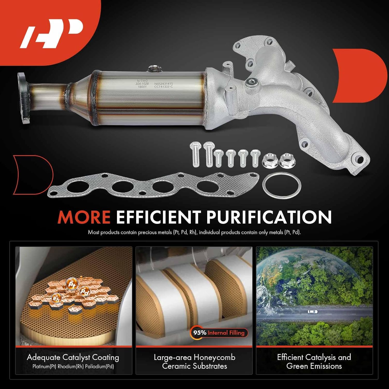 A-Premium Front Exhaust Manifold Catalytic Converter with Gasket Kit Direct-Fit Compatible with Ford Fusion 2006 & Mercury Milan 2006, 2.3L, E.P.A. Compliant