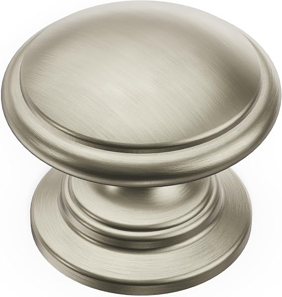 Hickory Hardware 10 Pack Solid Core Kitchen Cabinet Knobs, Luxury Cabinet and Dresser Knobs, Handle Pulls for Doors & Drawers, 1-1/4 Inch, Satin Nickel, Williamsburg Collection
