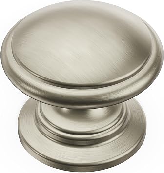 Hickory Hardware 10 Pack Solid Core Kitchen Cabinet Knobs, Luxury Cabinet and Dresser Knobs, Handle Pulls for Doors & Drawers, 1-1/4 Inch, Satin Nickel, Williamsburg Collection