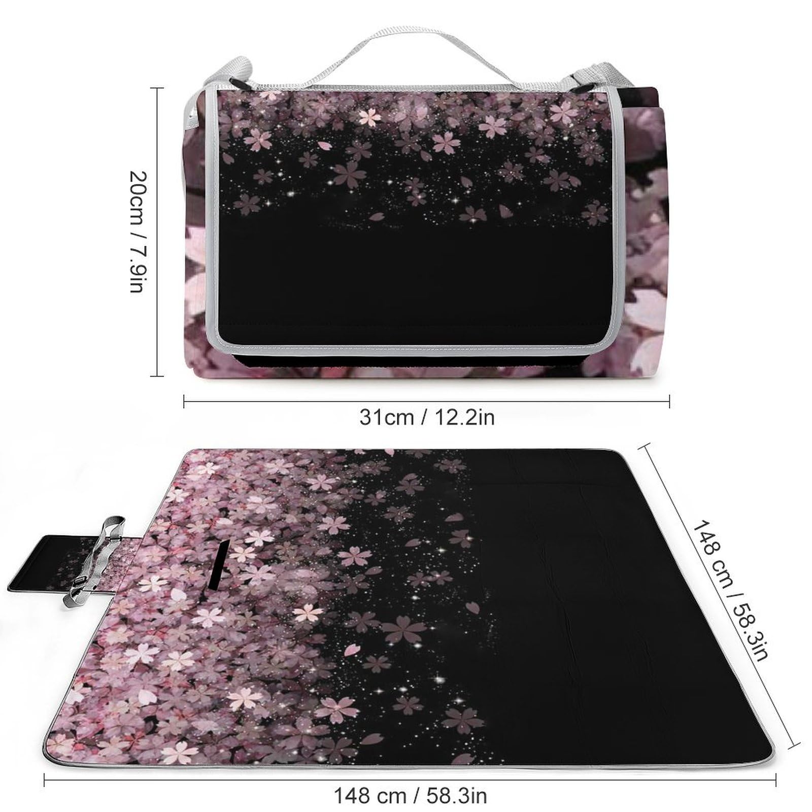 3D Impression De Fleurs Gradients Couverture Pique Nique Tapis Pique Nique Nappe Picnic Couverture De Pique-Nique pour Le Voyage, Le Camping, Les Vacances, Etc 148x148cm
