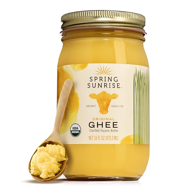 Spring Sunrise Organic Grass-Fed Ghee 16 oz, USDA Certified Clarified