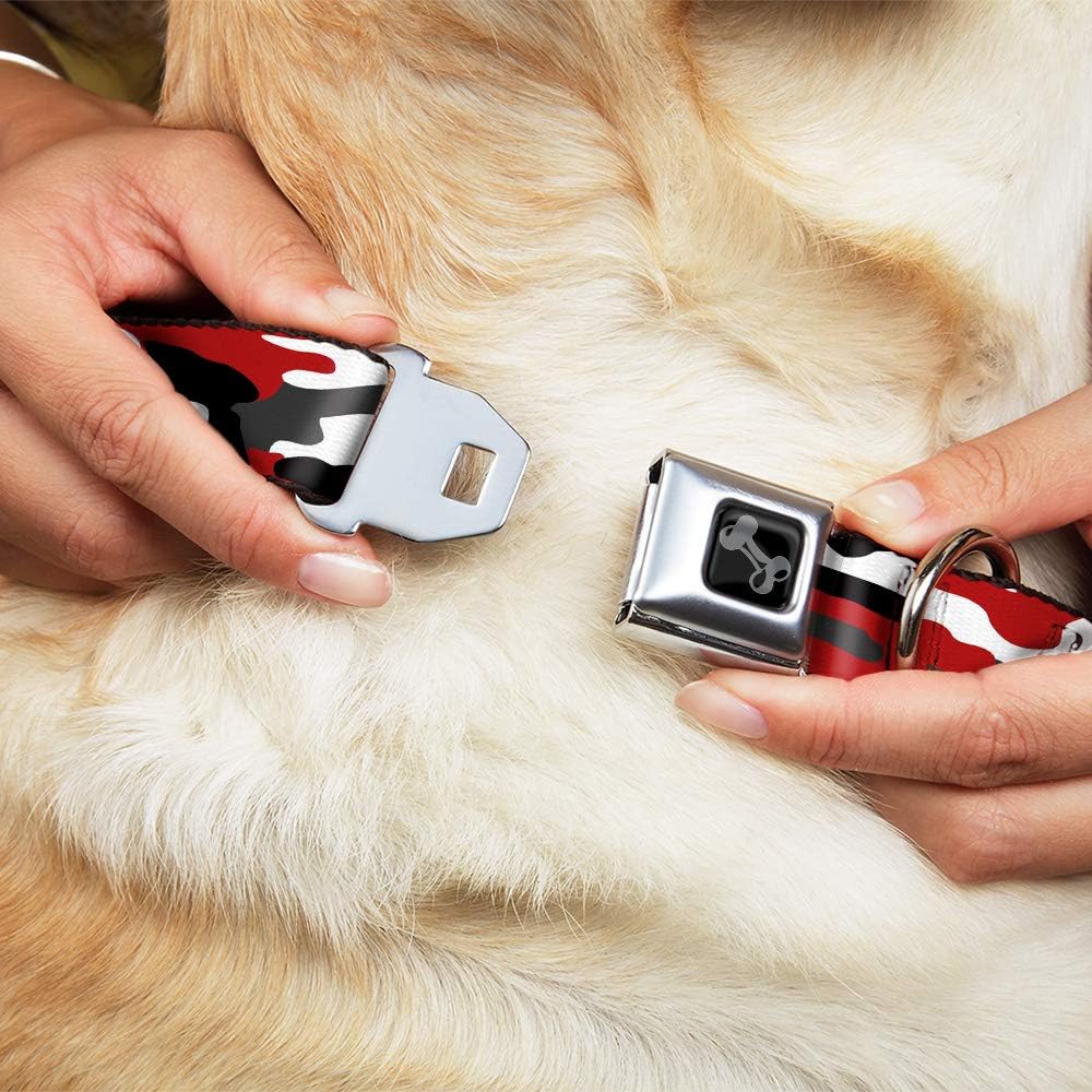Buckle-Down Pet Collar, Dog Collar Metal Seatbelt Buckle, Camo Red Black Gray White, 11 to 16.5 Inches 1.0 Inch Wide