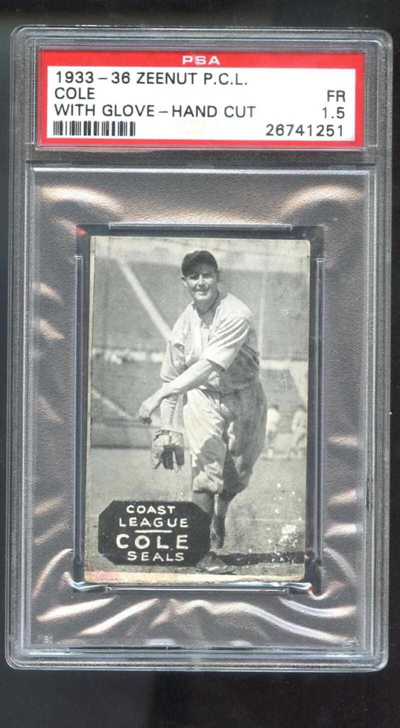 1933 1936 Zeenut Zeenuts Bert Cole PSA 1.5 Graded Baseball Card Pacific Coast League PCL P.C.L. 1934 1935 San Francisco Seals