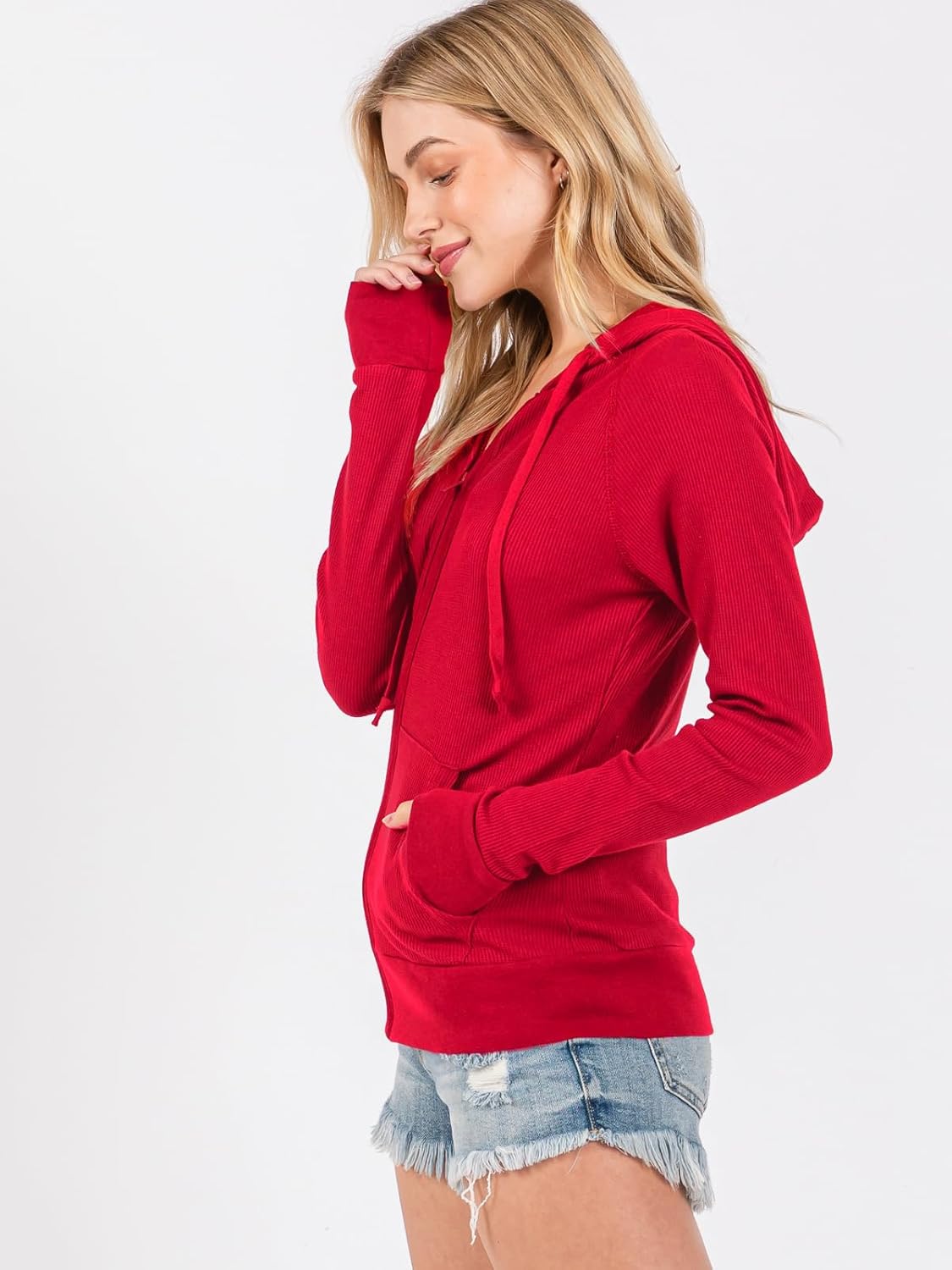 Urban Look Women's Casual Light Weight Thermal Zip Up Hoodies - Image 3