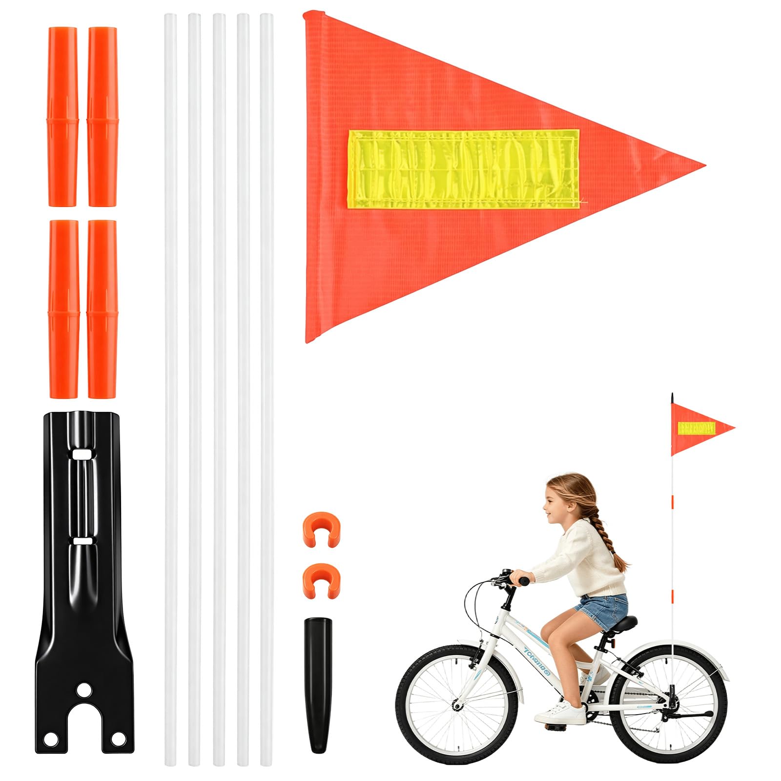 Bandera de Seguridad Altura Ajustable para Bicicleta Visibilidad en Carretera