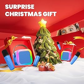 2025 Newest Mini Karaoke Machine for Kids Girls & Boys - Portable Bluetooth Speaker with 2 Wireless Microphones - Kids Birthday Gifts for Ages 4-10 - Kids\' Instrument Accessories - Deep Blue