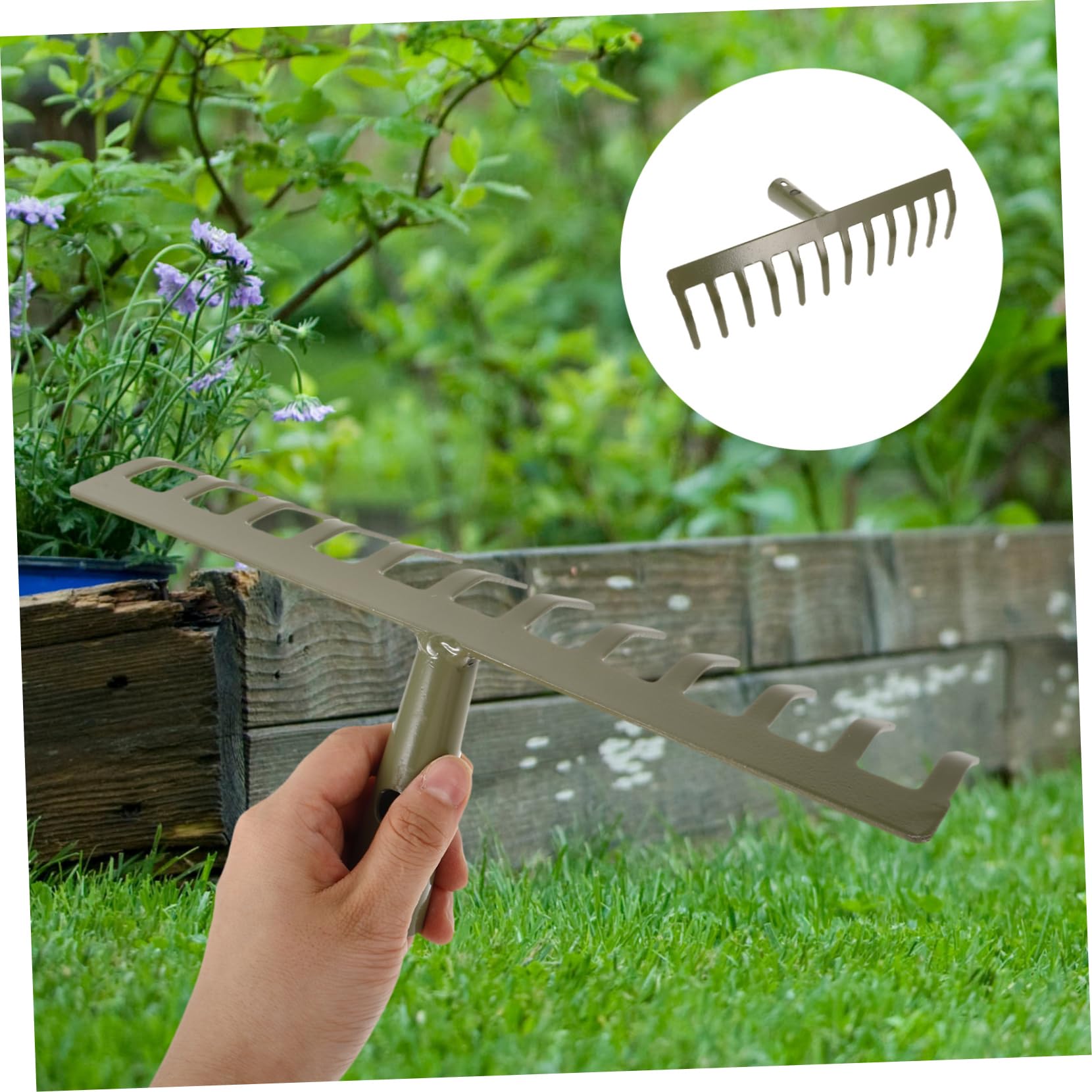 HOMSFOU 2pièces Râteau De Jardin à Dents Outil De Jardinage pour Enlever Entretenir Plantes sans pour