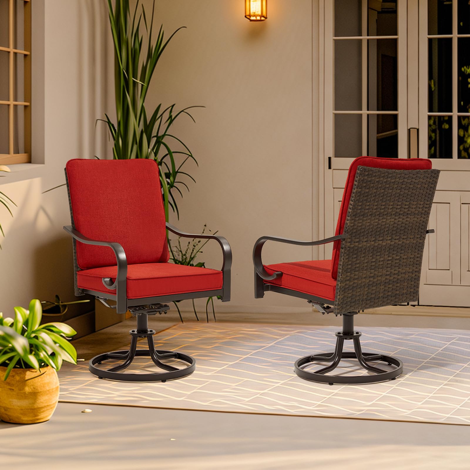 Patio Swivel Chair Set Of 2, Heavy Duty Outdoor Dining Chairs W