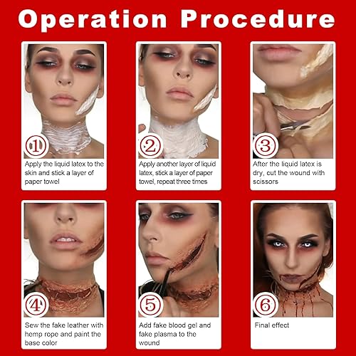 Miniatura 4 de SFX - Maquillaje líquido de látex SFX, 2.1 onzas, monstruo de Halloween, payaso zombi, látex para quemaduras escaldadas, cicatrices, cortes, caries