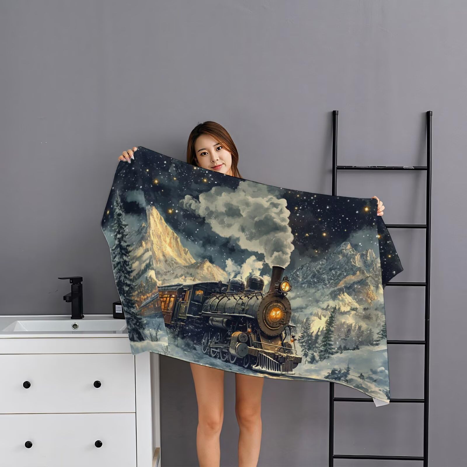 2-pak bardzo dużych 100 x 220 cm zimowy szybkoschnący ręcznik z mikrofibry bez piasku i plażowy, lekki podróżny, kompaktowy ręcznik kempingowy z torbą do przechowywania, chłonny dla kobiet, mężczyzn