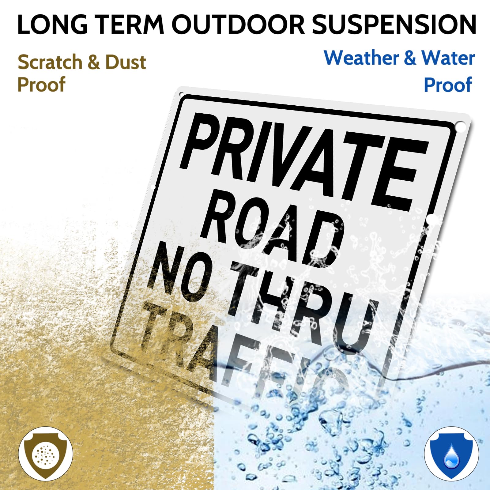 Cartello in alluminio con scritta "Private Road No Thru Traffic, No Trespassing Sign", "Private Drive", 30,5 x 30,5 cm