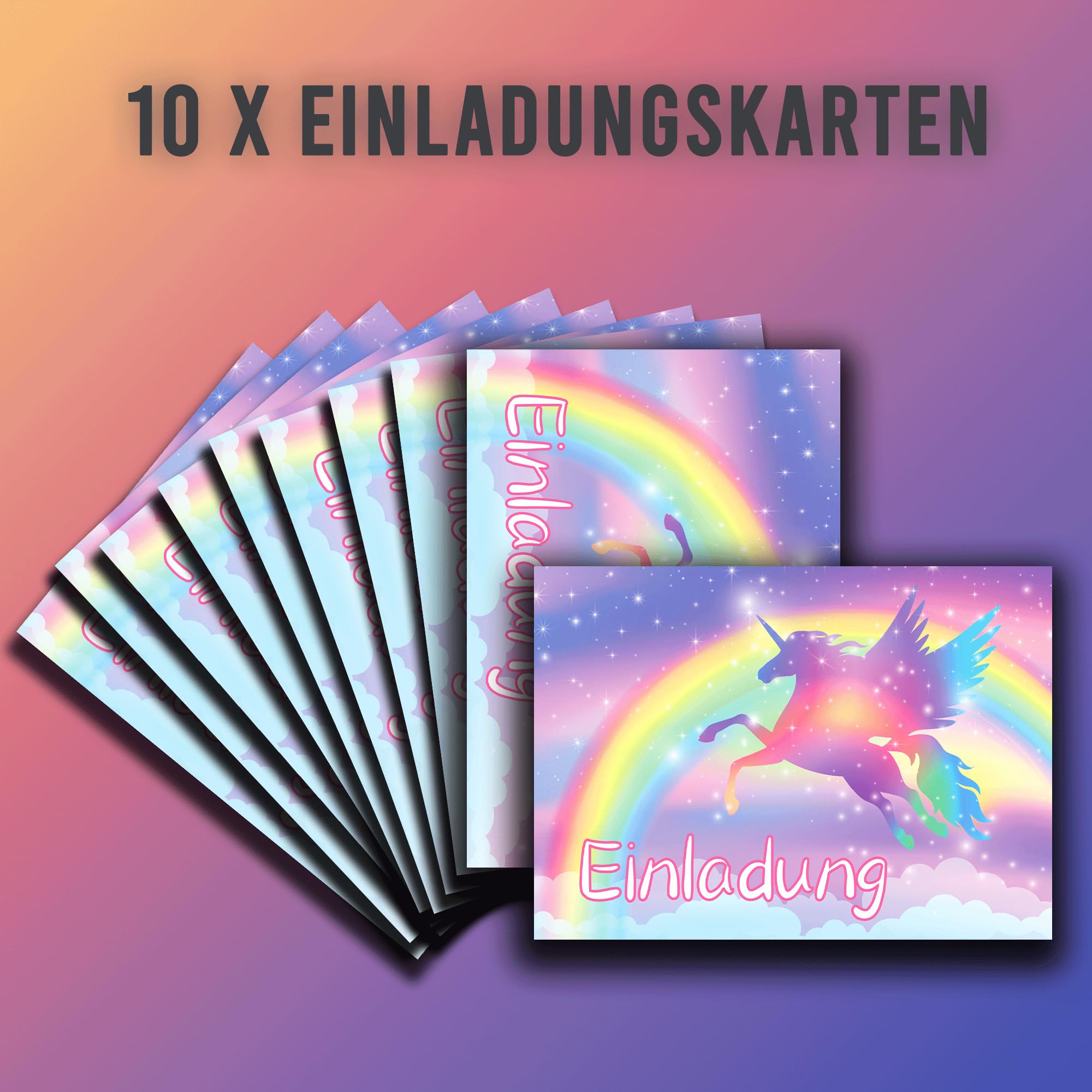 Edition Colibri Geburtstagseinladungen Einhorn, 10 Stück DIN A6 – Kindergeburtstag Einladungskarten Auf 300 G/m² Papier