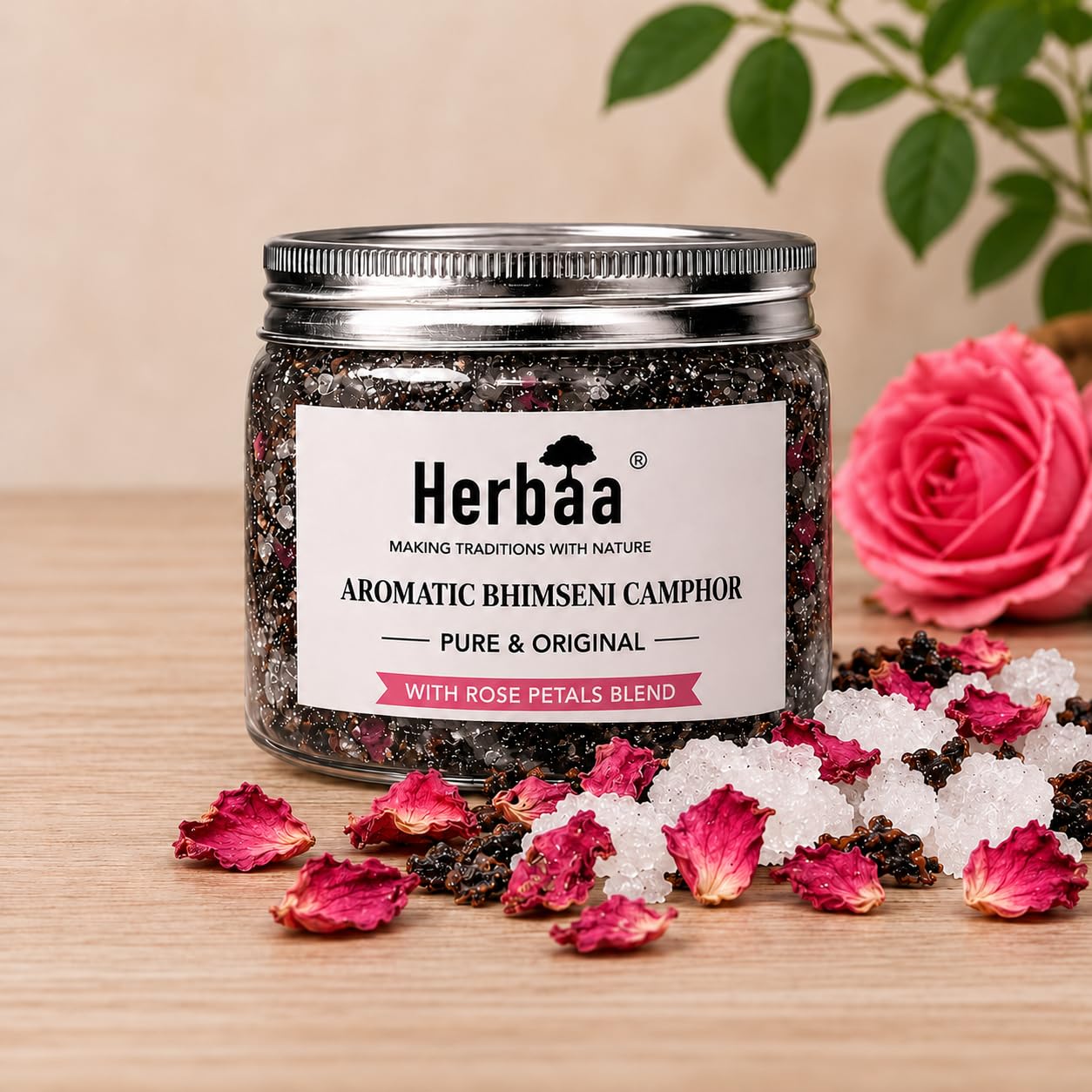 Aromatic Bhimseni Camphor 100g | Natural Blend with Essential Oils | Residue-Free Burning Camphor for Pooja, Aarti & Daily Use | Choose from Various Blends (Rose Petals)-image-29