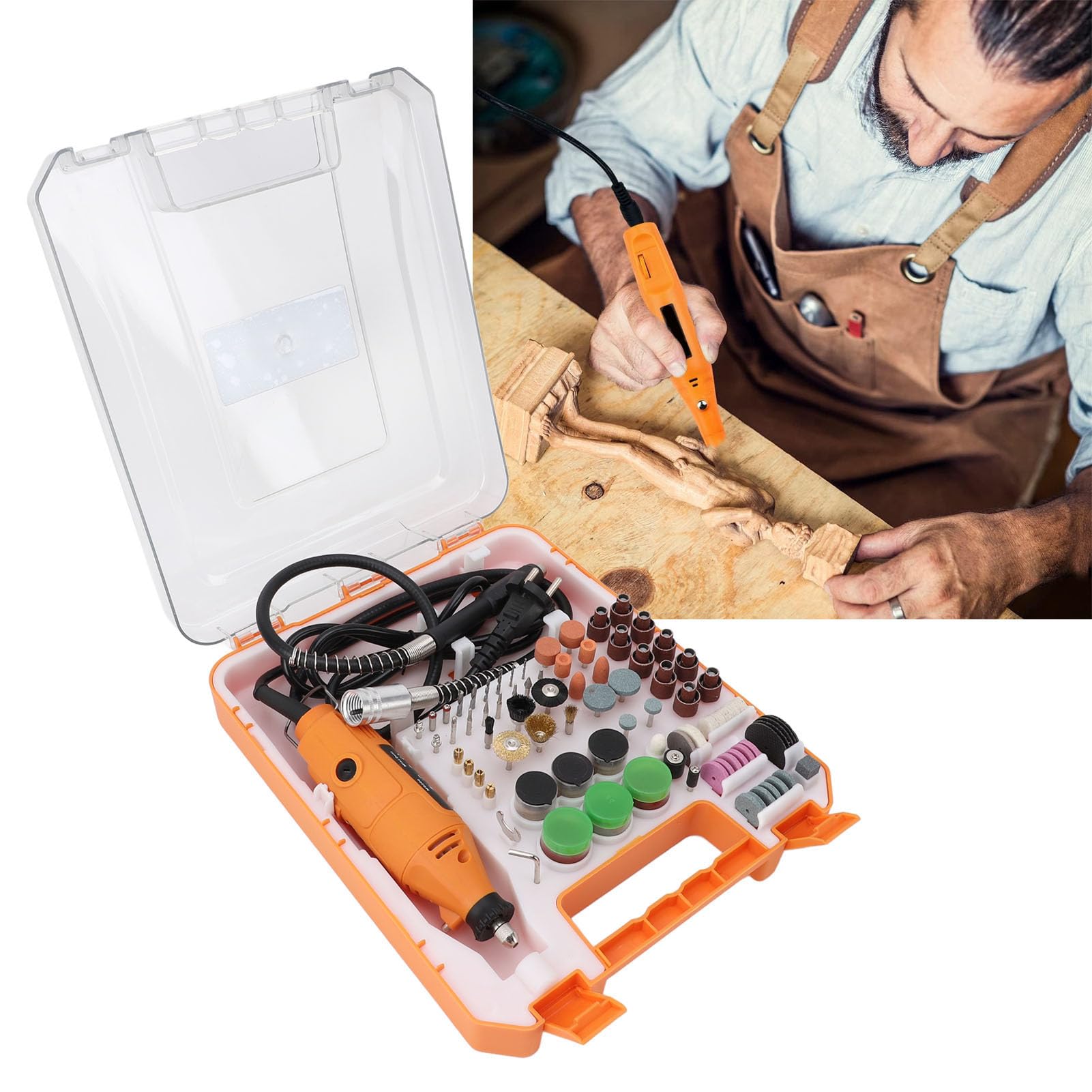 Haofy Kit de Herramientas Rotativas 93 Piezas Accesorios 30000 RPM Herramienta Multiusos Portátil 200 W Mini Herramientas Rotativas Eléctricas Lijado Pulido Perforación Aplicable