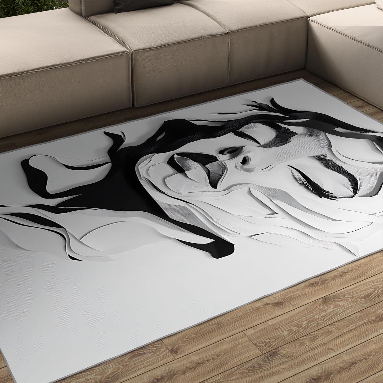 Tapis Portraits pour Femmes pour Chambre Mode Abstraite 3D Style pour Espace Tapis pour Salon Machine antidérapante intérieure Moquette Lavable pour vestiaire de dortoir 60x120cm