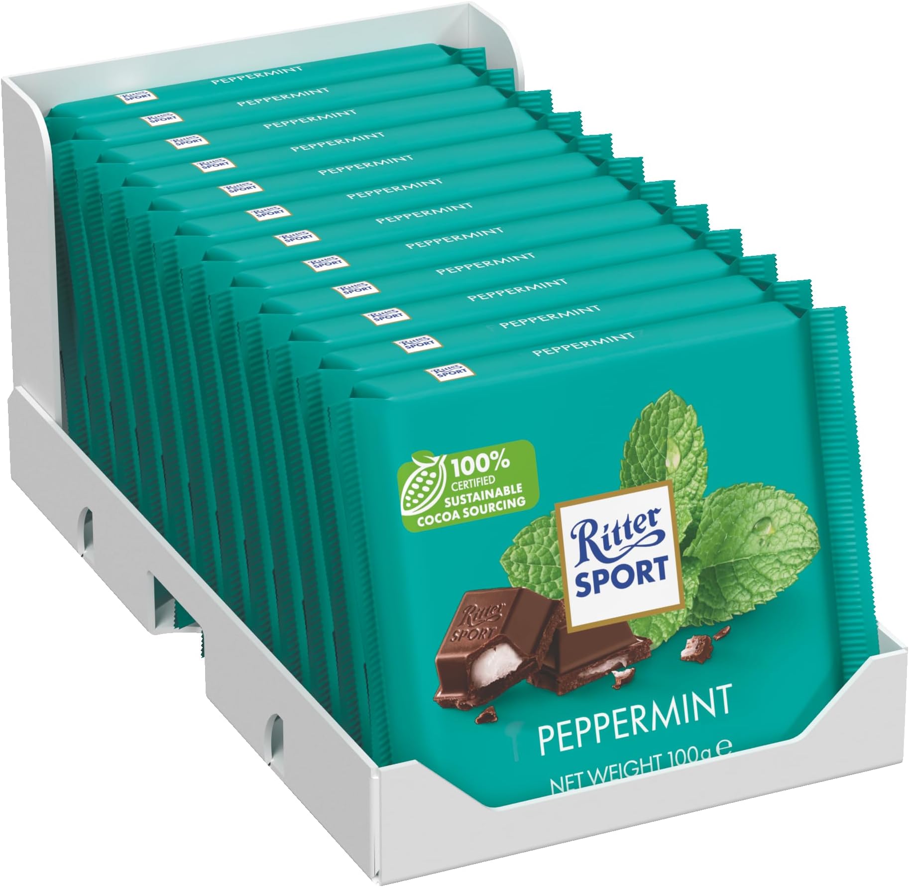 Peppermint Dark Chocolate Bar, 100g, Case of 12, Chocolate Sharing Bar