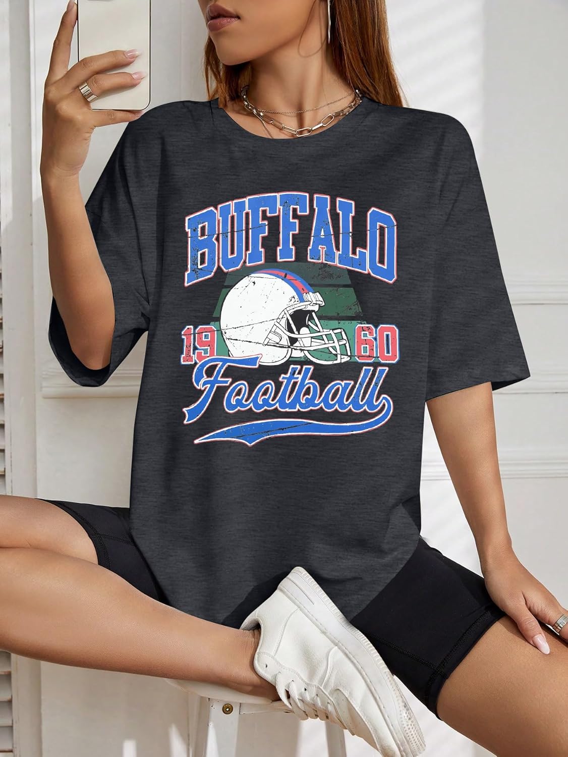 Football Shirts Women Football Team Fan Shirt Oversized Game Day Tshirt Rugby Gifts Tee Tops - Image 3