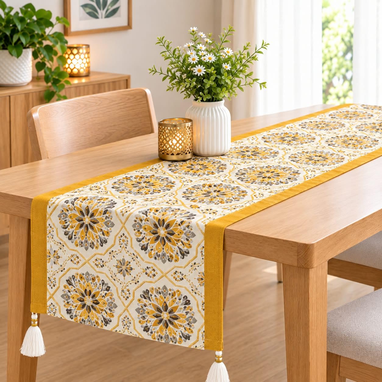 Elegant Cotton Table Runner - White -20