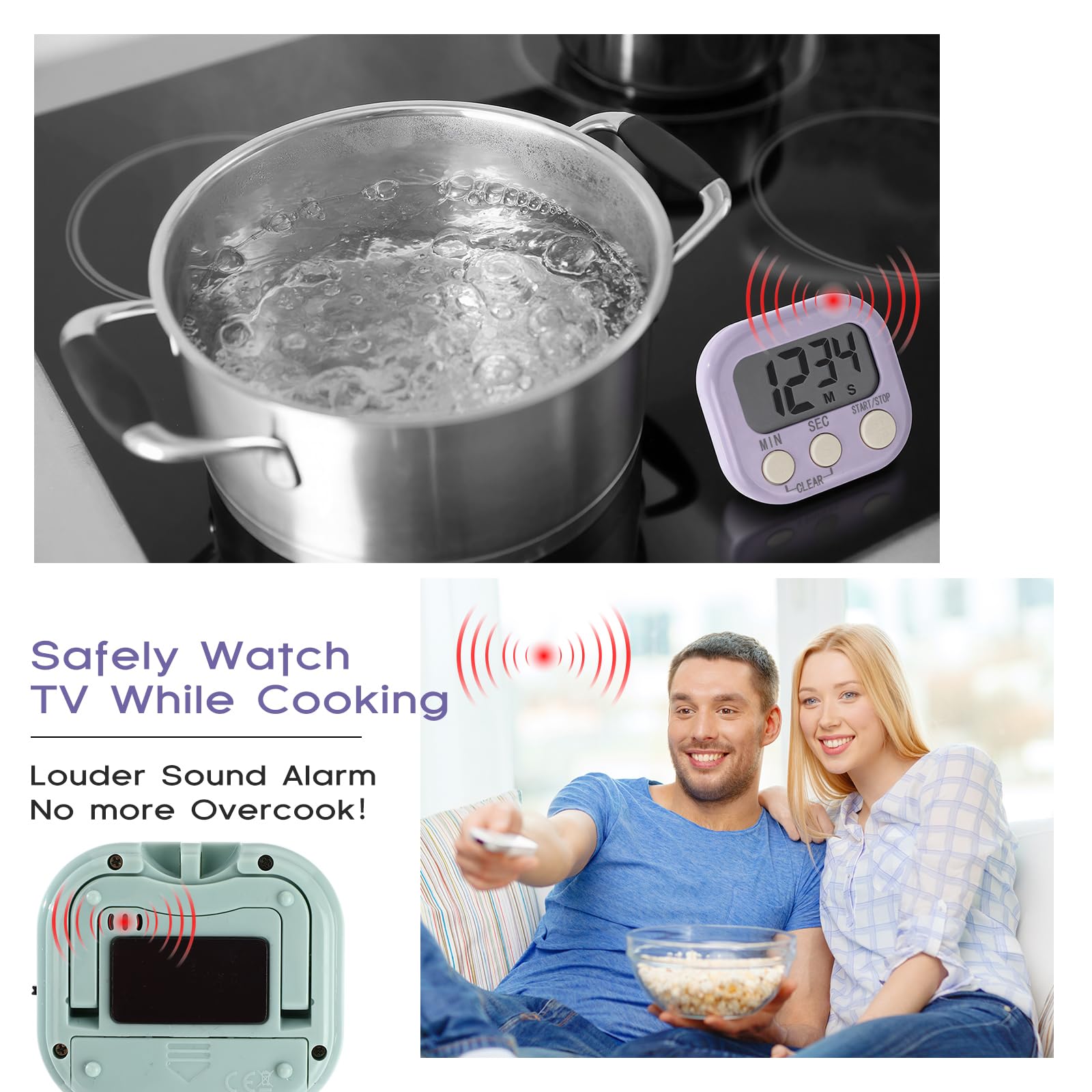 Weewooday Temporizador magnético digital de cocina, 24 unidades, interruptor de encendido/apagado a granel, cuenta regresiva de minutos y segundos, alarma fuerte para hacer ejercicio, cocinar y