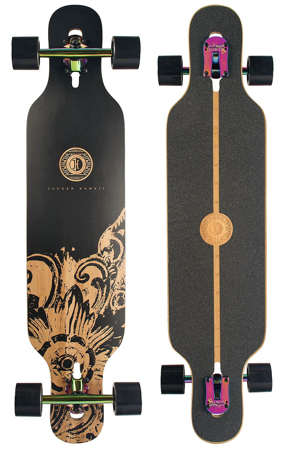 JUCKER HAWAII Longboards - Longboard HOKU en 2 Niveles de flexión - Todos los diseños y Acabados - construcción de Fibra de Vidrio con bambú y Arce Canadiense