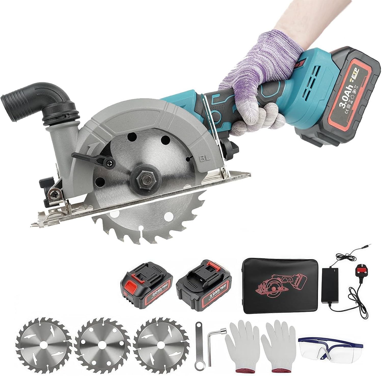 NBYTLT 20V Cordless Mini Circular Saw with 2 Battery, Cordless Circular Saw