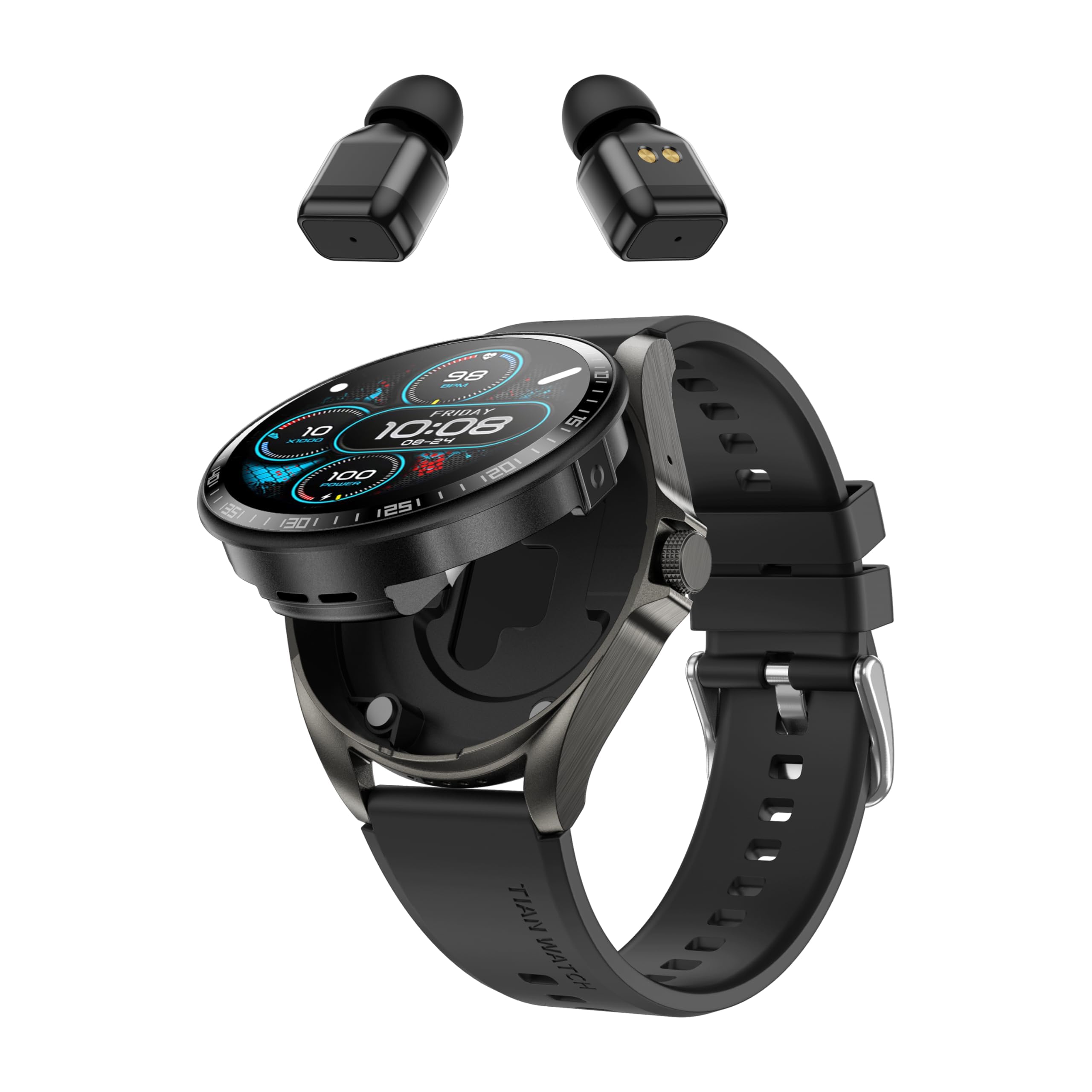 findtime Montre Connectée Homme 1.39'avec Ecouteurs sans Fil Bluetooth TWS intégré Bluetooth sans Fil Casque Intégré Montre Sport Homme Smartwatch Bracelet en Silicon