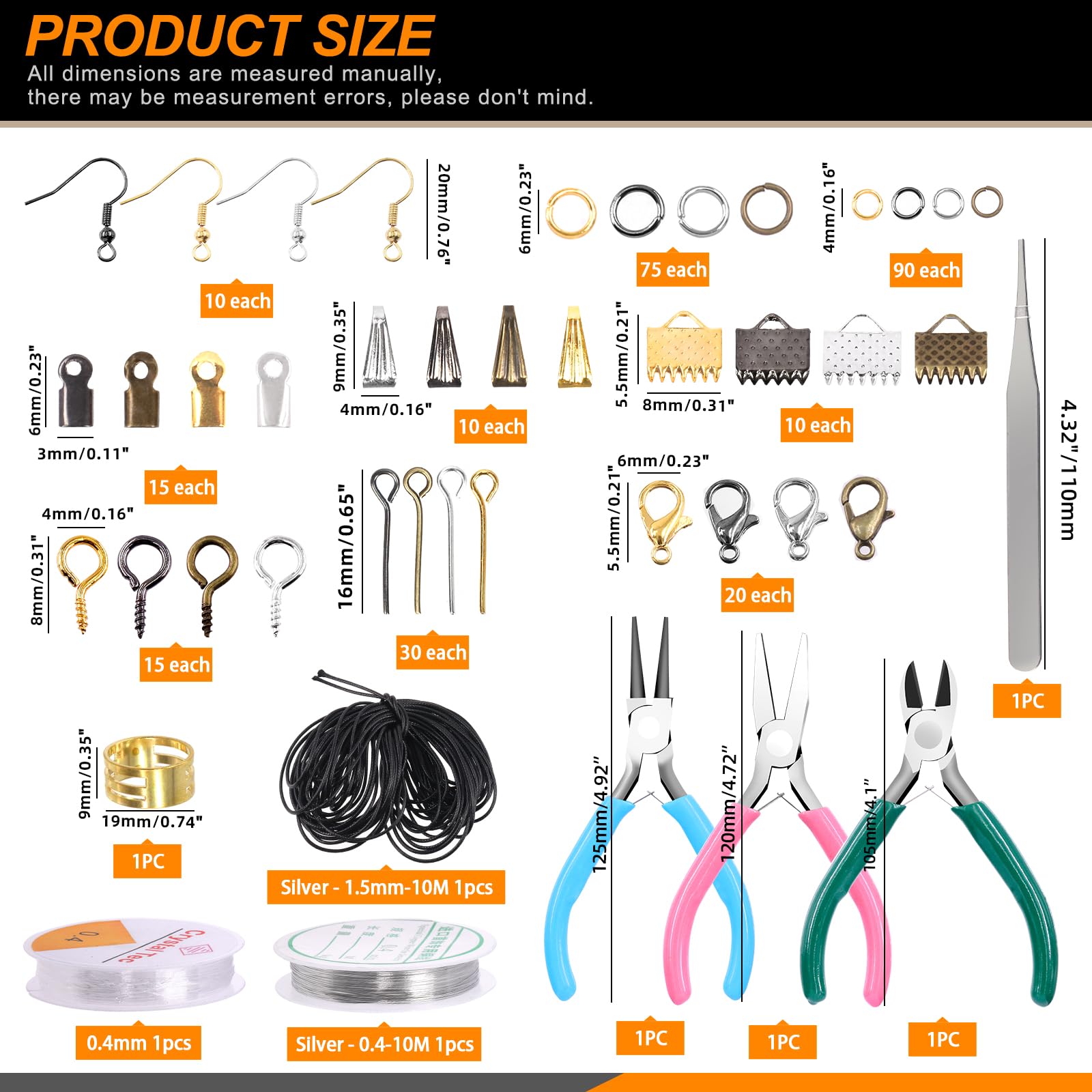 Rustark 1469Pcs Jewelry Making Kit with Pliers, Wires, Findings & Tools for Jewelry Making & Repair, Multicolor - Image 2