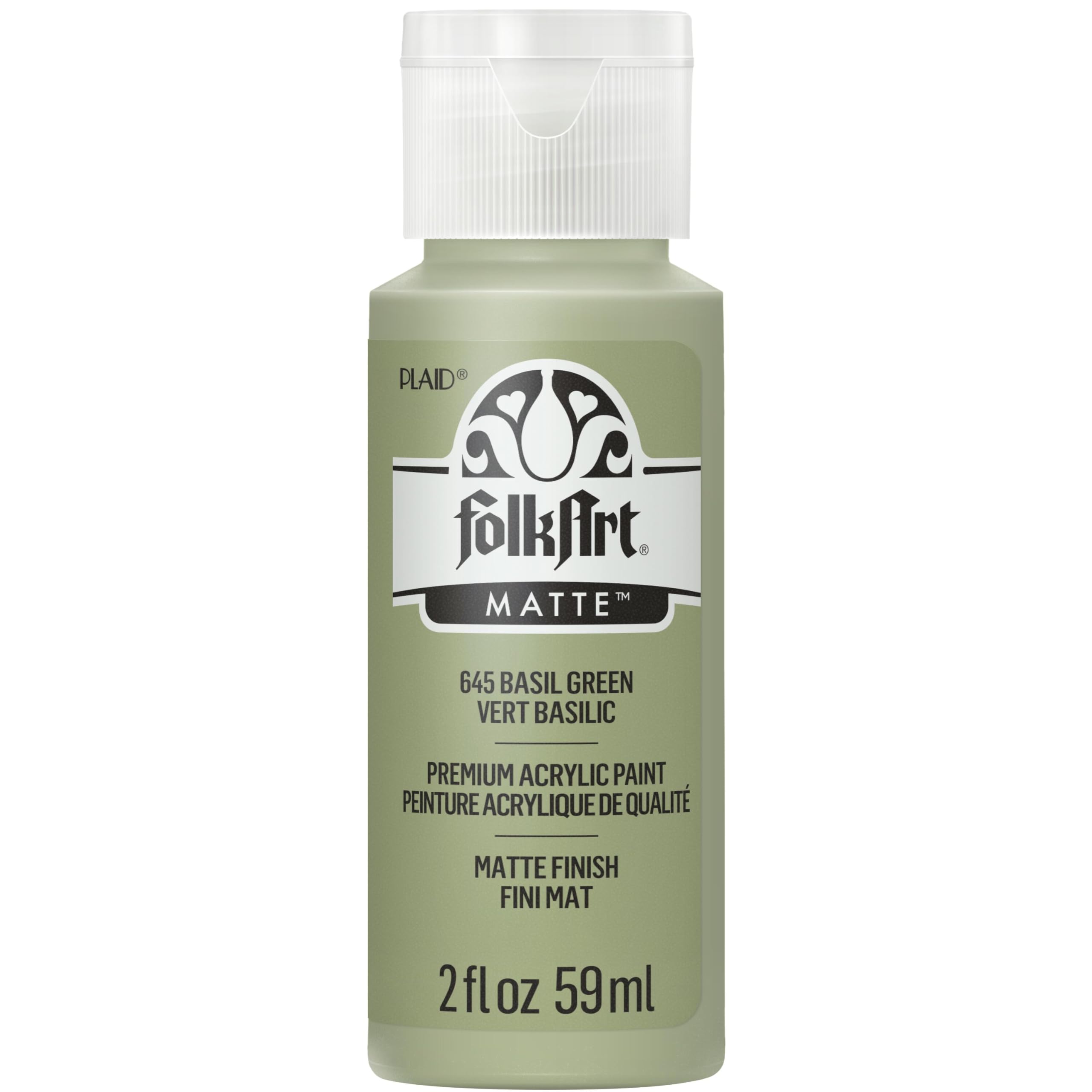 FolkArt Acrylic Paint in Assorted Colors (2 oz), 645, Basil Green