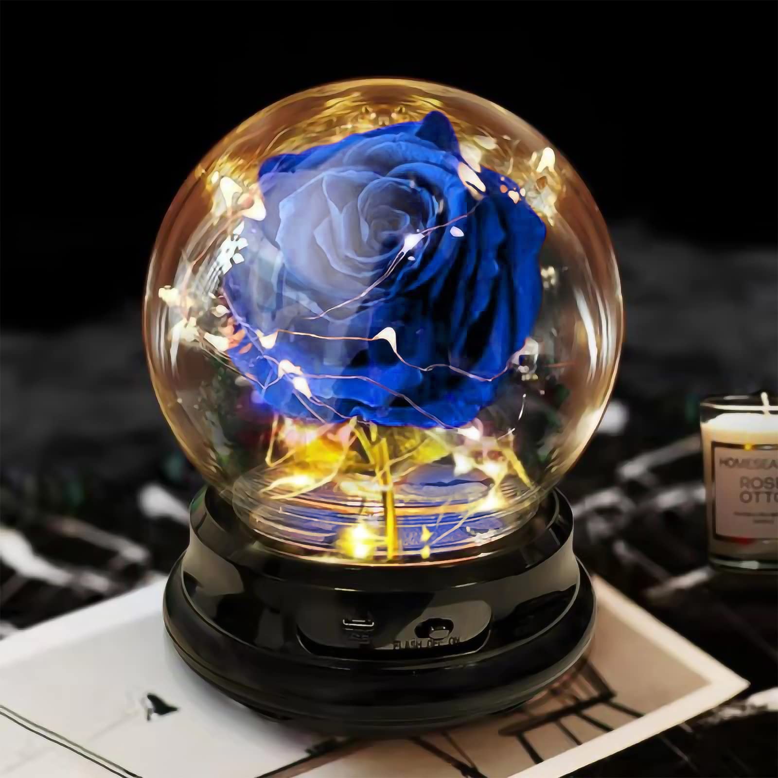 Amazon｜光るバラ 枯れない花 造花 インテリア 薔薇 バラ花束