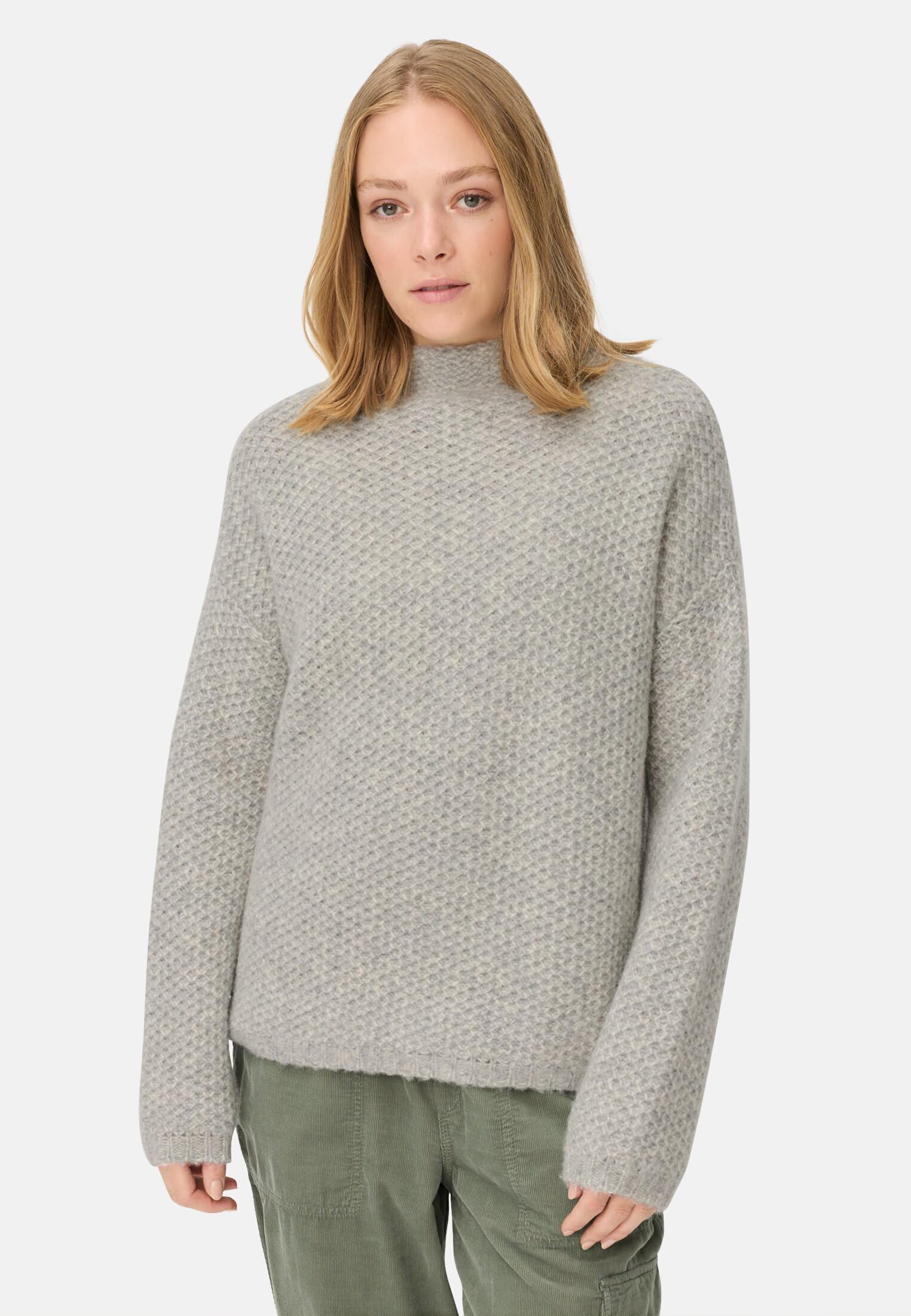 camel active Damen Strickpullover mit Stehkragen