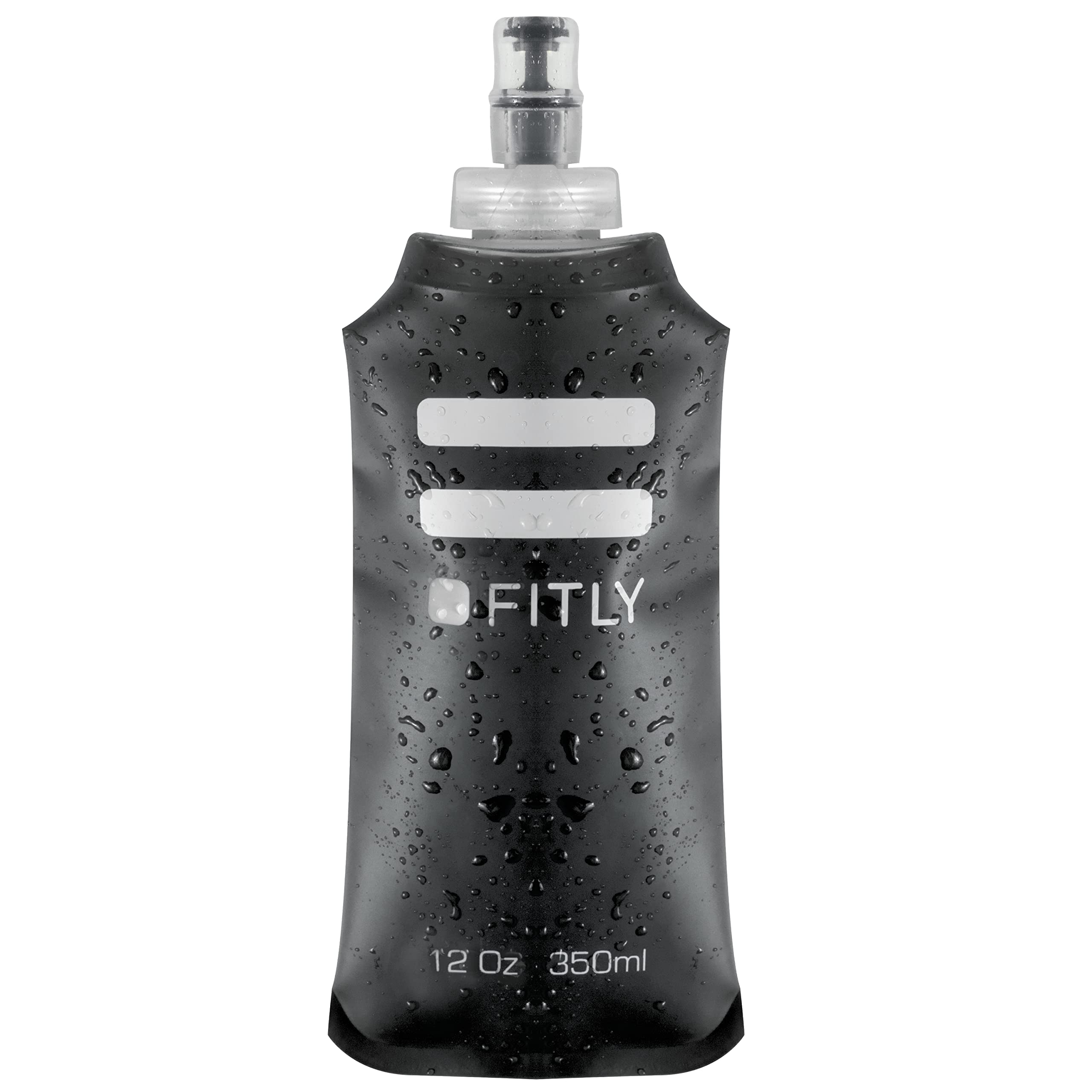 FITLY Soft Flask - 12 oz (350 ml)- Shrink As You Drink Pocket Soft Water Bottle for Hydration Pack/Running Vest- Folding Water Bottle for Running, Hiking, Cycling - Ski Water Bottles (FLASK350)