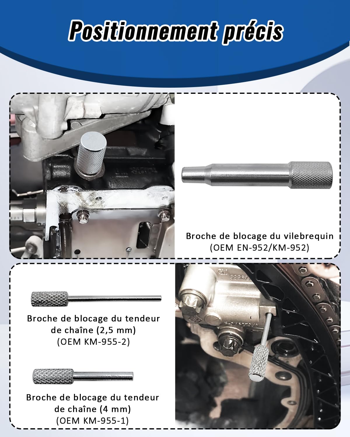 Kit de Calage Distribution, Outils de Calage d’Arbre à cames compatibles avec Chevrolet Opel Vauxhall 1.2, 1.4, remplace OEM EN-49977-100, EN-49977-200, EN-499-78, EN-953-A, EN-952