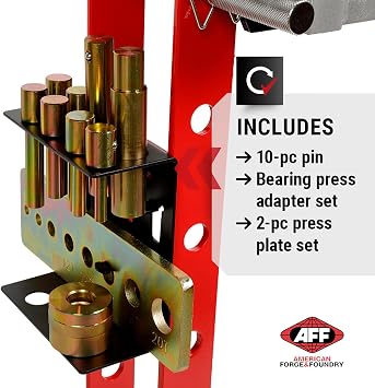 AFF 20 Ton Hydraulic Shop Press - Dual Air Motor, 7-Position Bed Height, Polycarbonate Shield - Super Duty (Multiple Capacities Available)