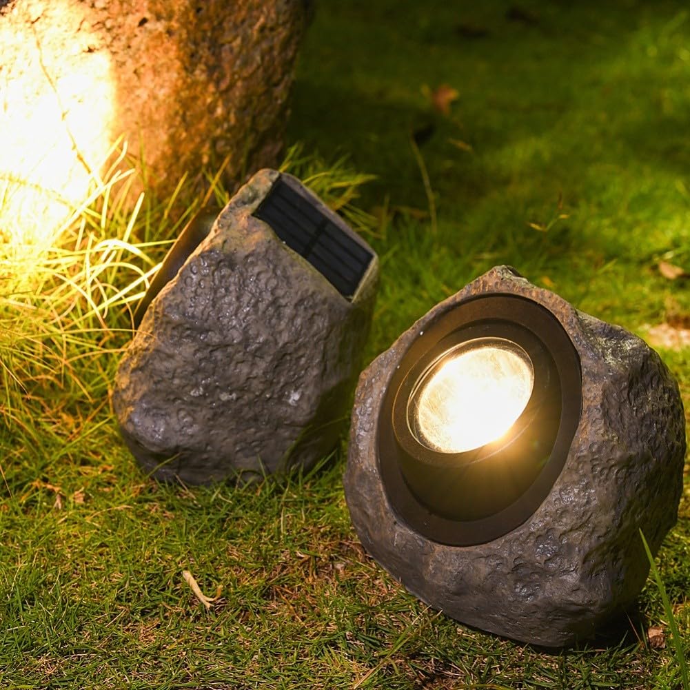 Lampe en pierre solaire étanche IP65 avec kit de montage LED (comme sur la photo)