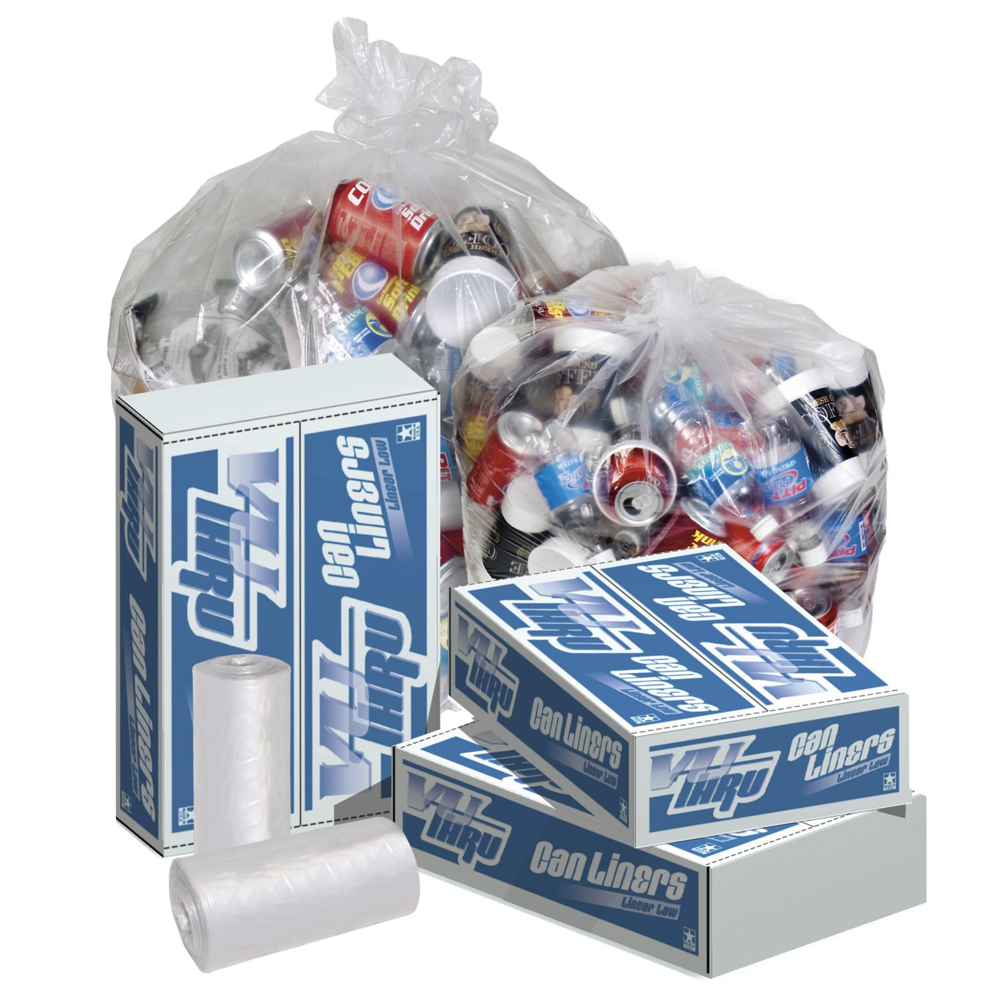 Pitt Plastics Linear Low-Density Can Liners, 0.95-mil, 23 Gallons, Clear, Case of 100