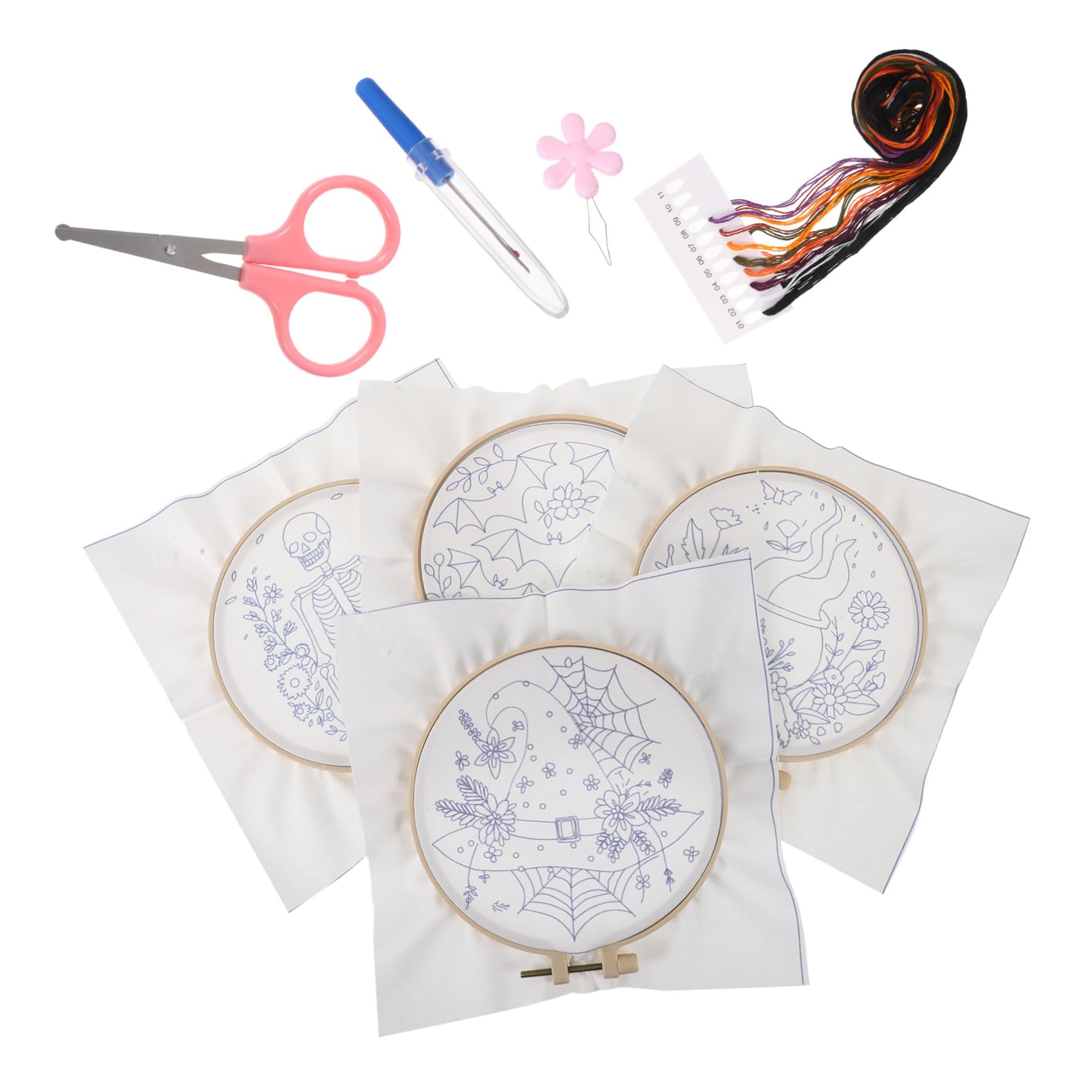 Holibanna Kit De Bordado Para Principiantes Kit De Bordado A Mano De Halloween Para Principiantes Y Adultos Con Patrón De Punto De