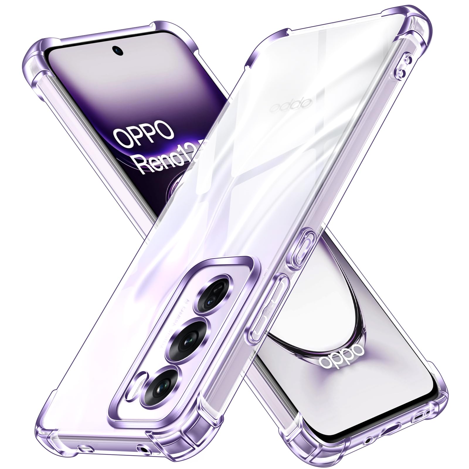 iVoler Cover per Oppo Reno12 5G / Oppo Reno 12 5G, Custodia Antiurto Trasparente per Assorbimento Degli Urti con Paraurti in TPU Morbido, Sottile Morbida in Silicone TPU Protettiva Case