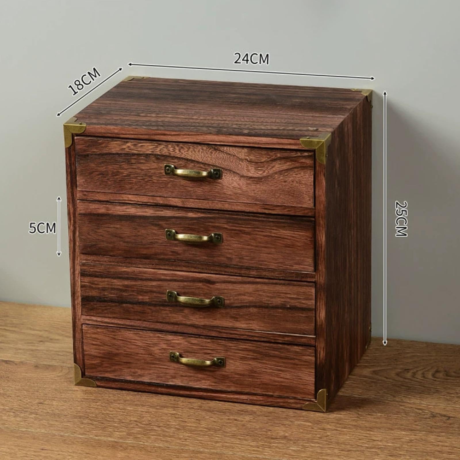 Robusto Organizer per Cassetti Da Scrivania in Legno in Stile Retrò per