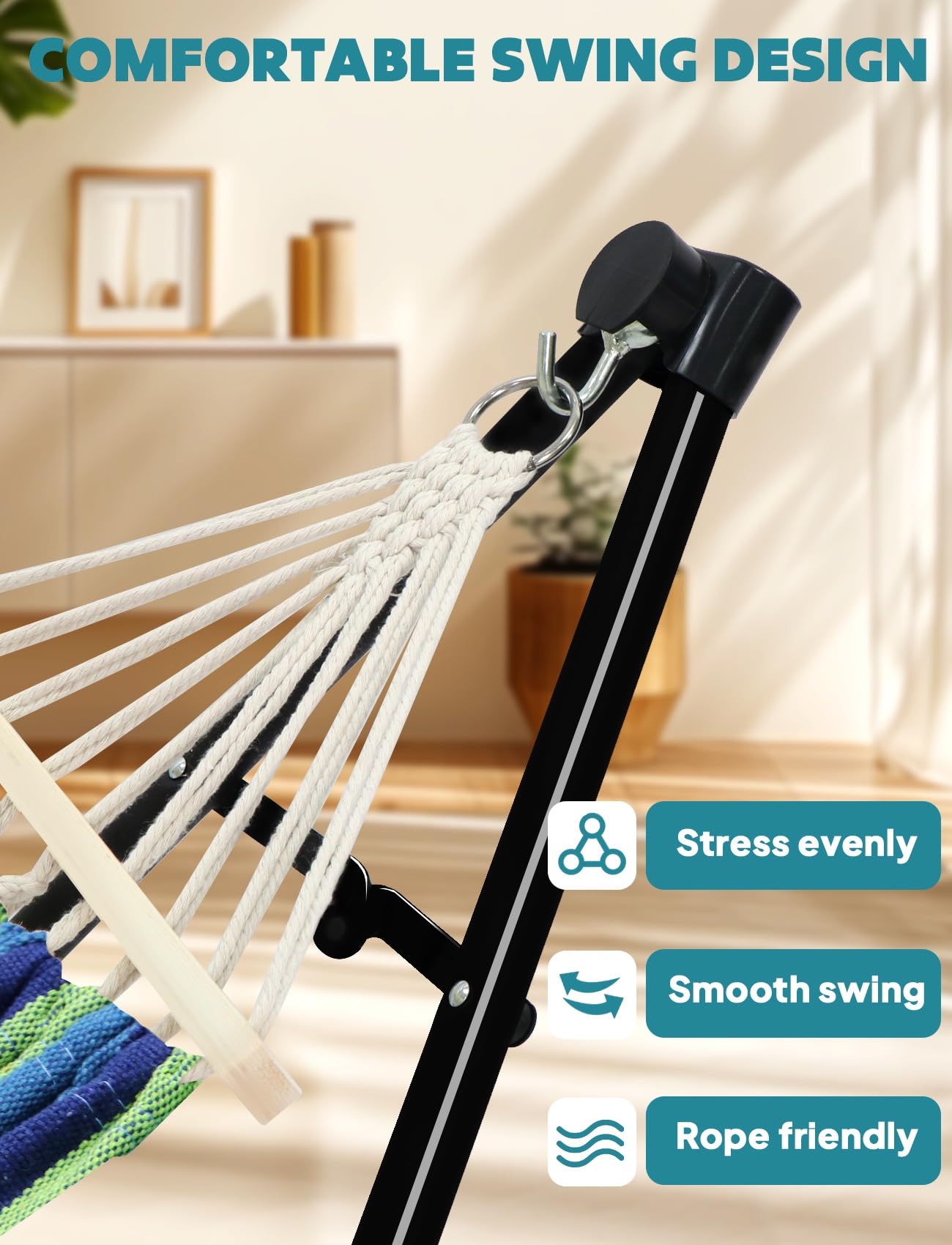 ANYOO Hamac avec Support Pliable Portable Double Usage Intérieur Extérieur