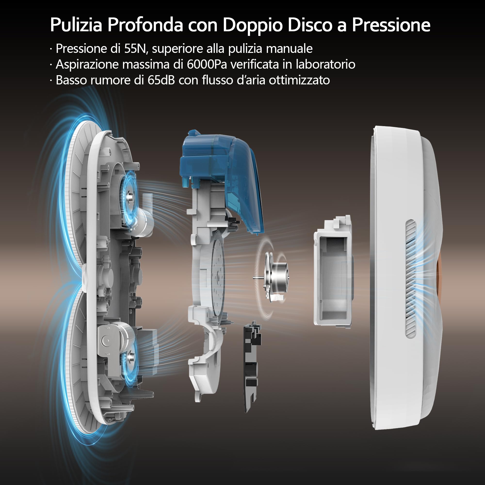 Lydsto WL09 Robot Lavavetri Doppi Ugelli con Spruzzo Ultrasonico，6000Pa Robot Pulisci Vetri 80ML Serbatoio dell'Acqua, Telecomandoe 10 Panni, Per Tutte le Superfici Lisce