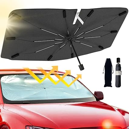Windshield Sun Shade Umbrella, Foldable Car Umbrella Sunshade with UV Block Car Front Window