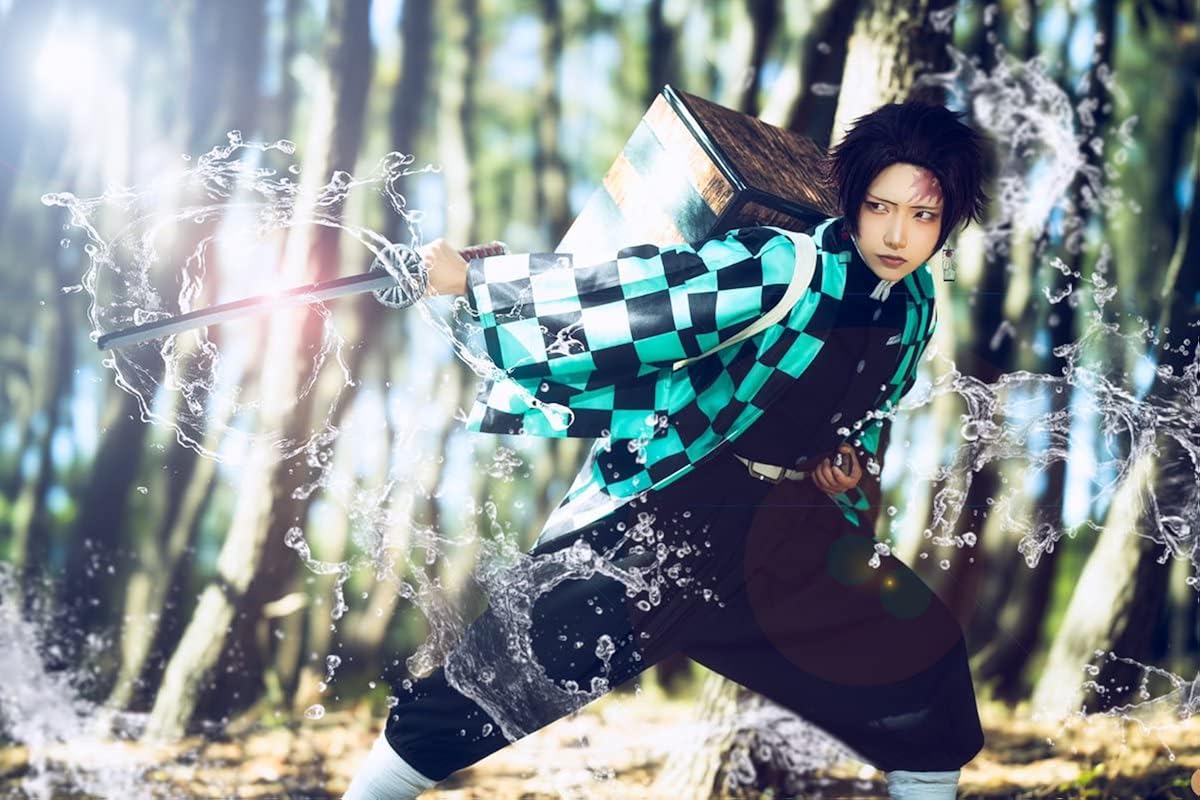 Miniatura 5 de Tanjiro Nezuko Demon Slayer - Disfraz de kimono para cosplay, disfraz de Halloween para hombres, mujeres y adolescentes