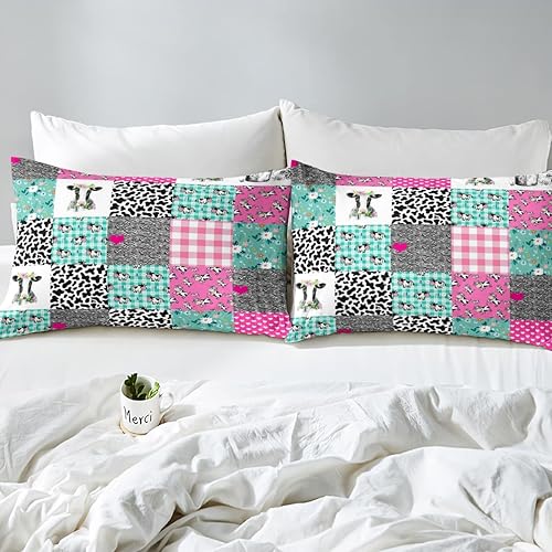 Miniatura 3 de Juego de ropa de cama Kawaii para niñas, tamaño individual, lindo estampado de vaca lechera, decoración de habitación, juego de ropa de cama de