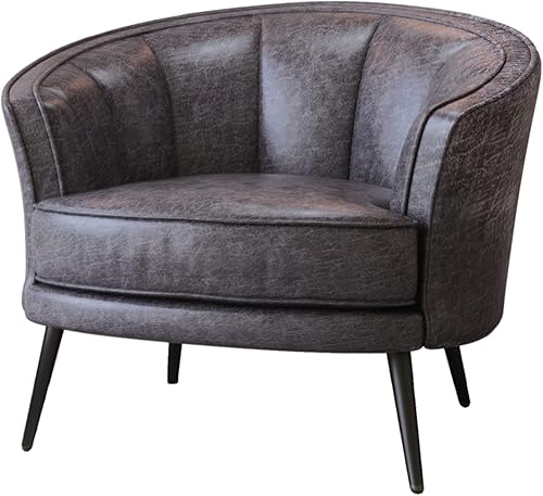 Miniatura 6 de LUMISOL Sillón decorativo, silla decorativa de piel sintética para sala de estar, silla de tocador, cómoda silla curvada para dormitorio (barril de