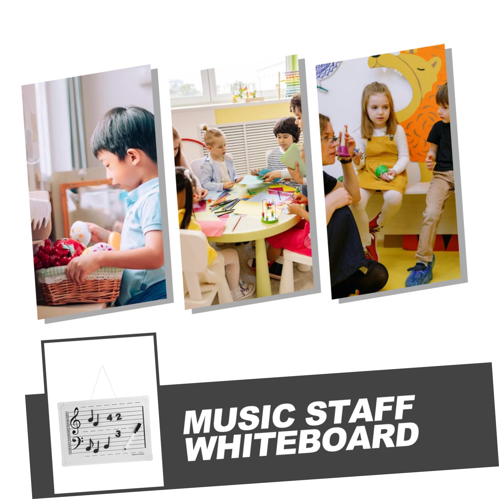Artibetter Löschbares Musik Whiteboard Klein Leicht Pvc Mit Notenlinien Und Magnetischen Notenaufklebern Für Musikunterricht Kinder